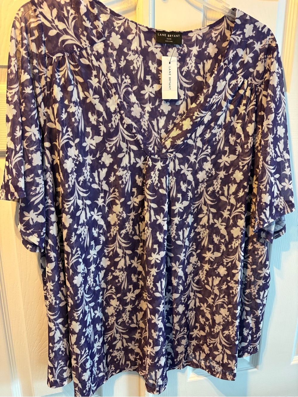 Lane Bryant Purple and Cream Floral Top